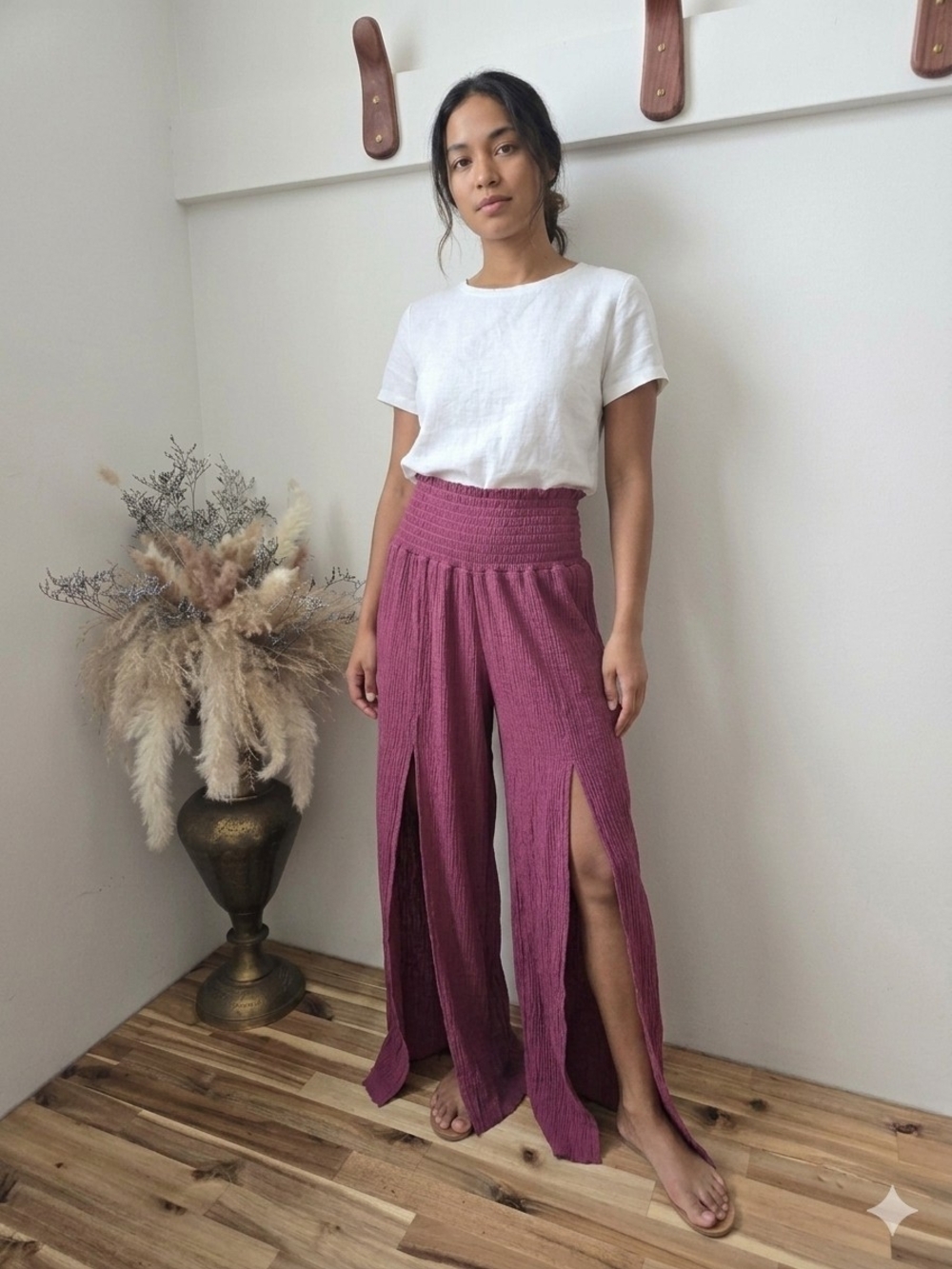Rewash Mauve Split-Leg Wide Leg Pants